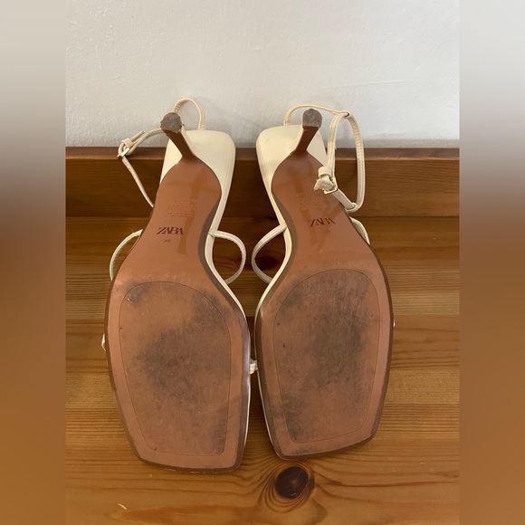 Zara Multi Strap High Heel Sandal / white / beige/ 8 - Picture 7 of 8